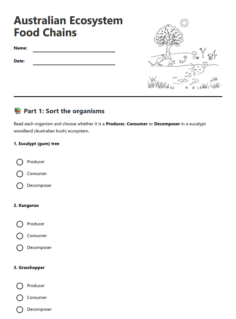 Australian Ecosystem Food Chains