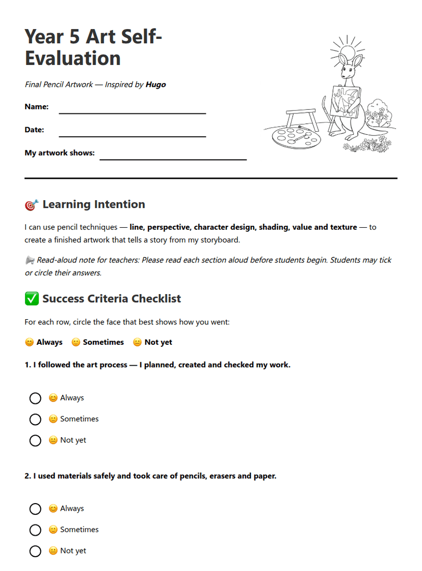 Year 5 Art Self-Evaluation