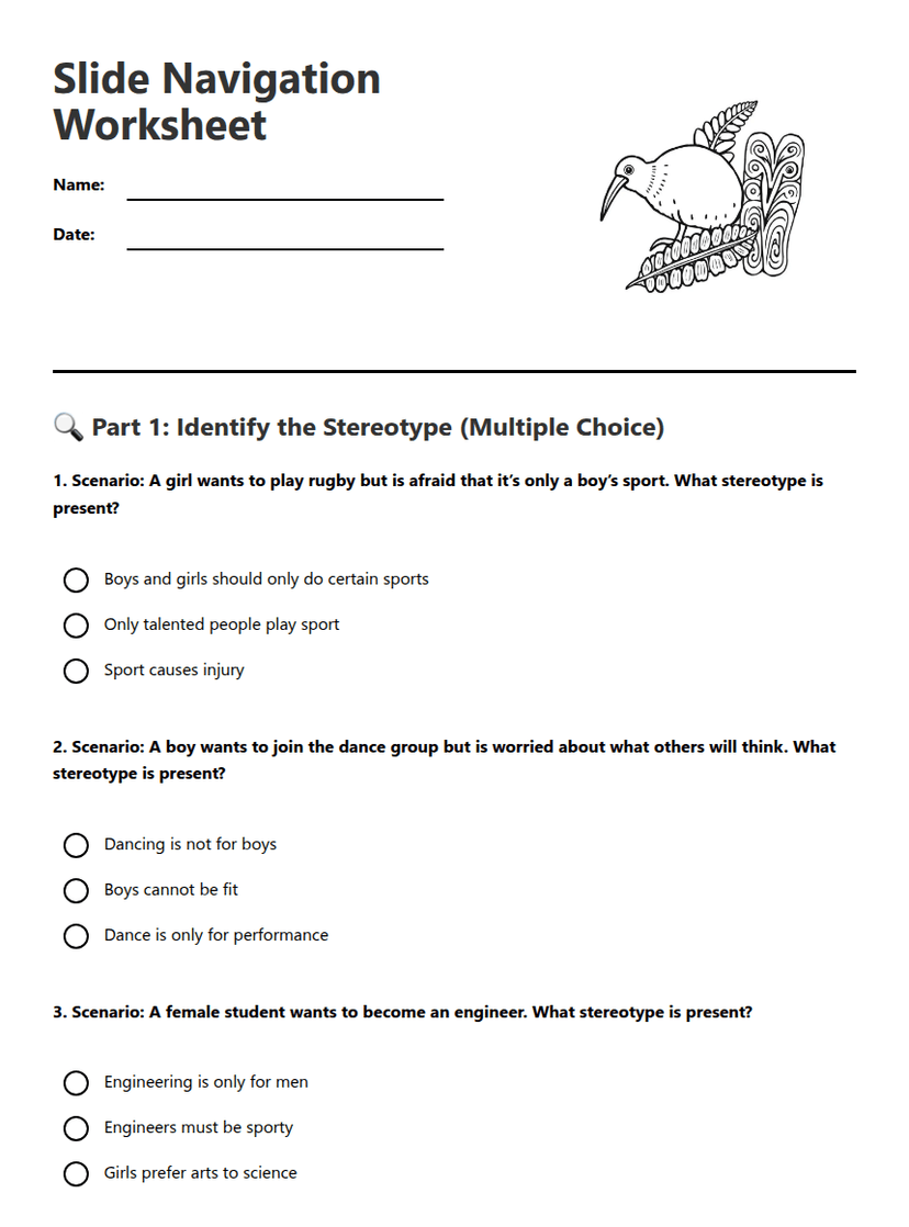 Slide Navigation Worksheet