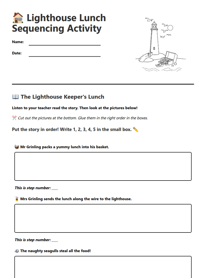Lighthouse Lunch Sequencing Activity