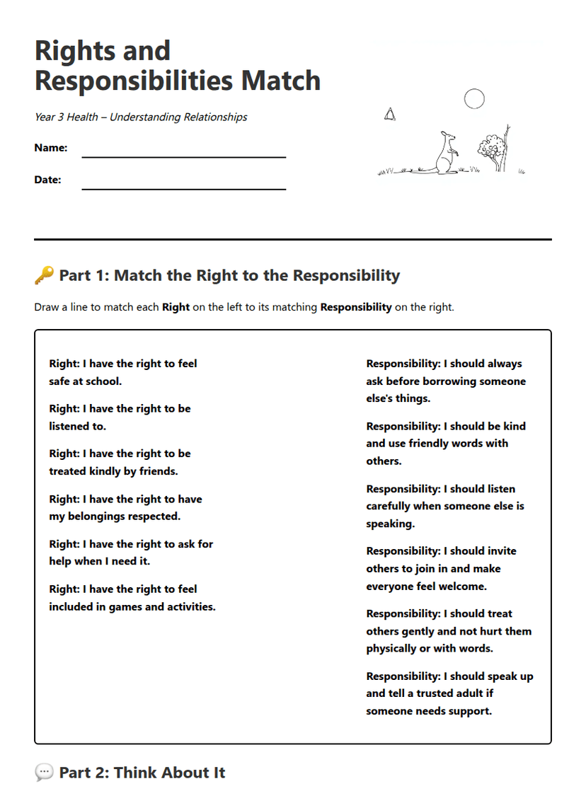 Rights and Responsibilities Match