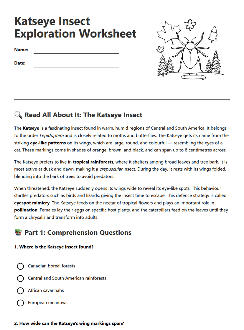 Katseye Insect Exploration Worksheet