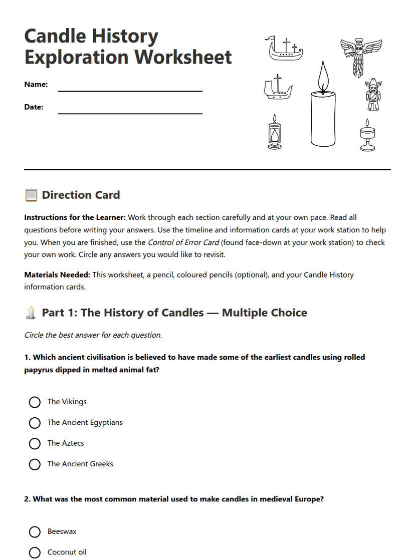 Candle History Exploration Worksheet