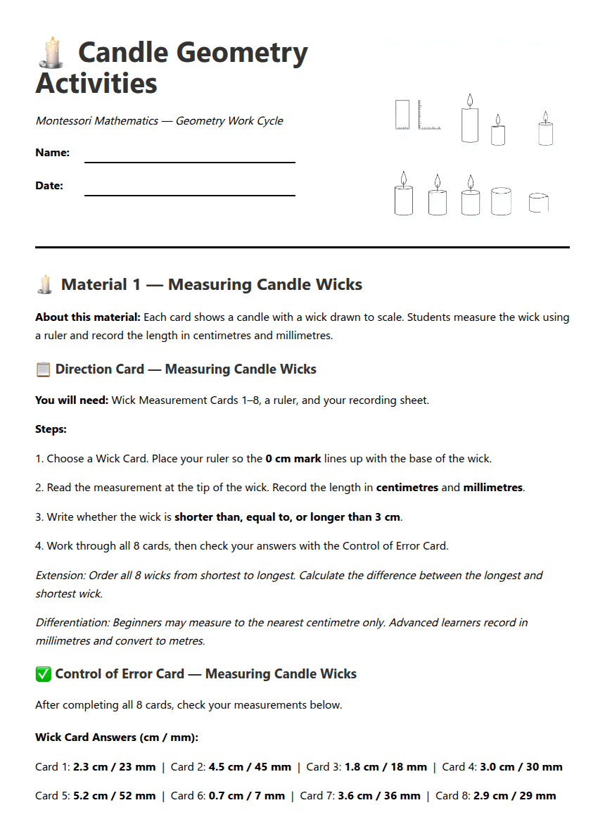 Candle Geometry Activities worksheet preview