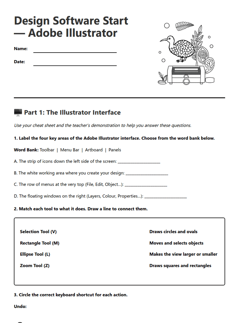 Design Software Basics Worksheet
