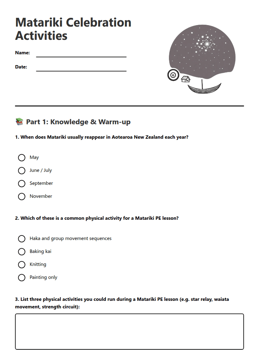Matariki Celebration Activities