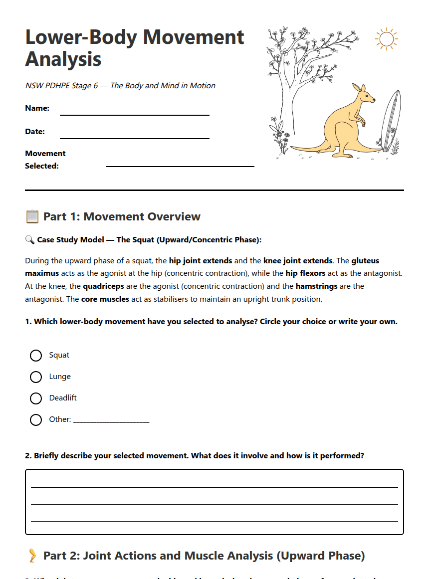 Lower-Body Movement Analysis worksheet preview