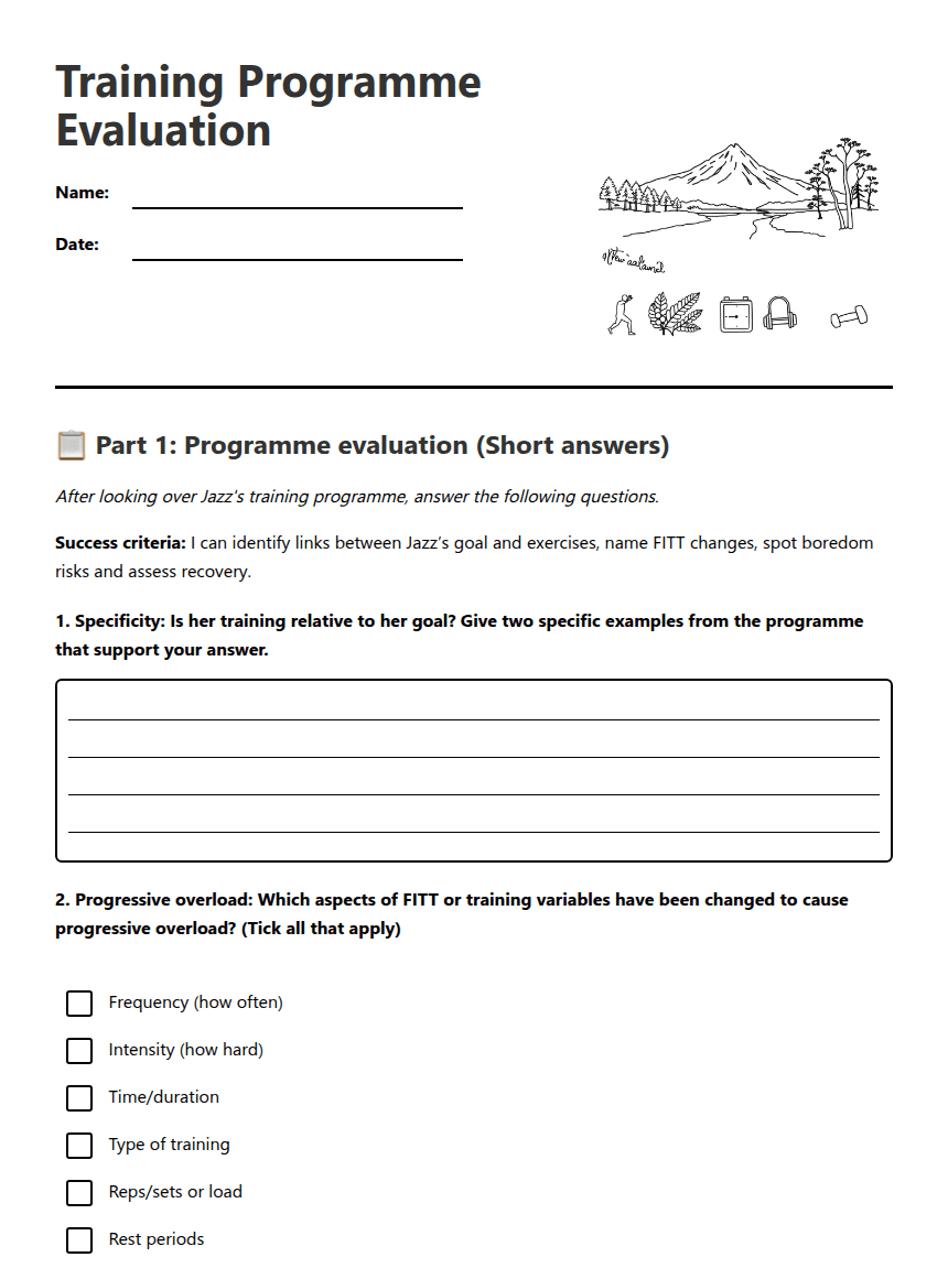 Training Programme Evaluation worksheet preview