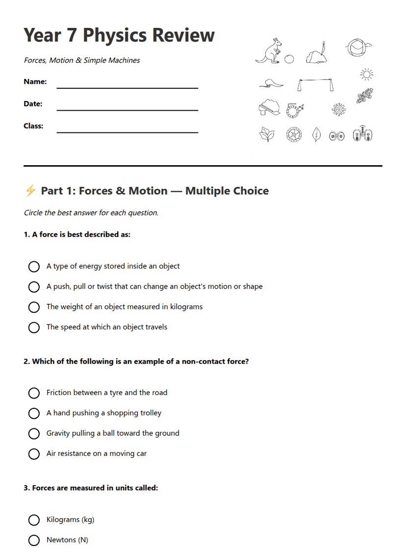 Year 7 Physics Review