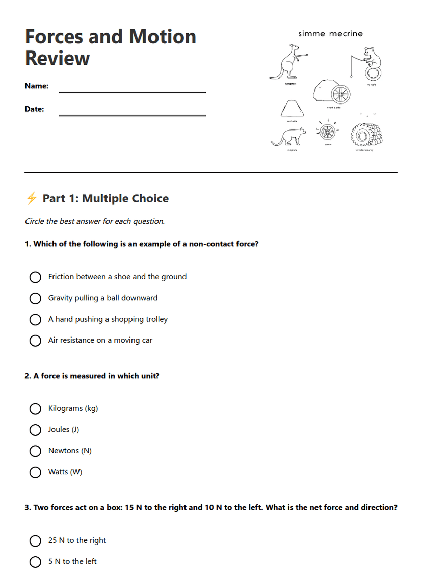Forces and Motion Review