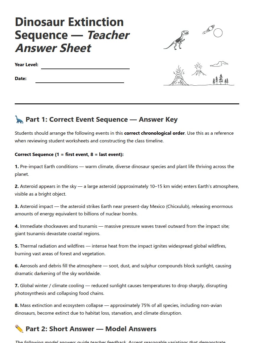 Dinosaur Extinction Overview worksheet preview
