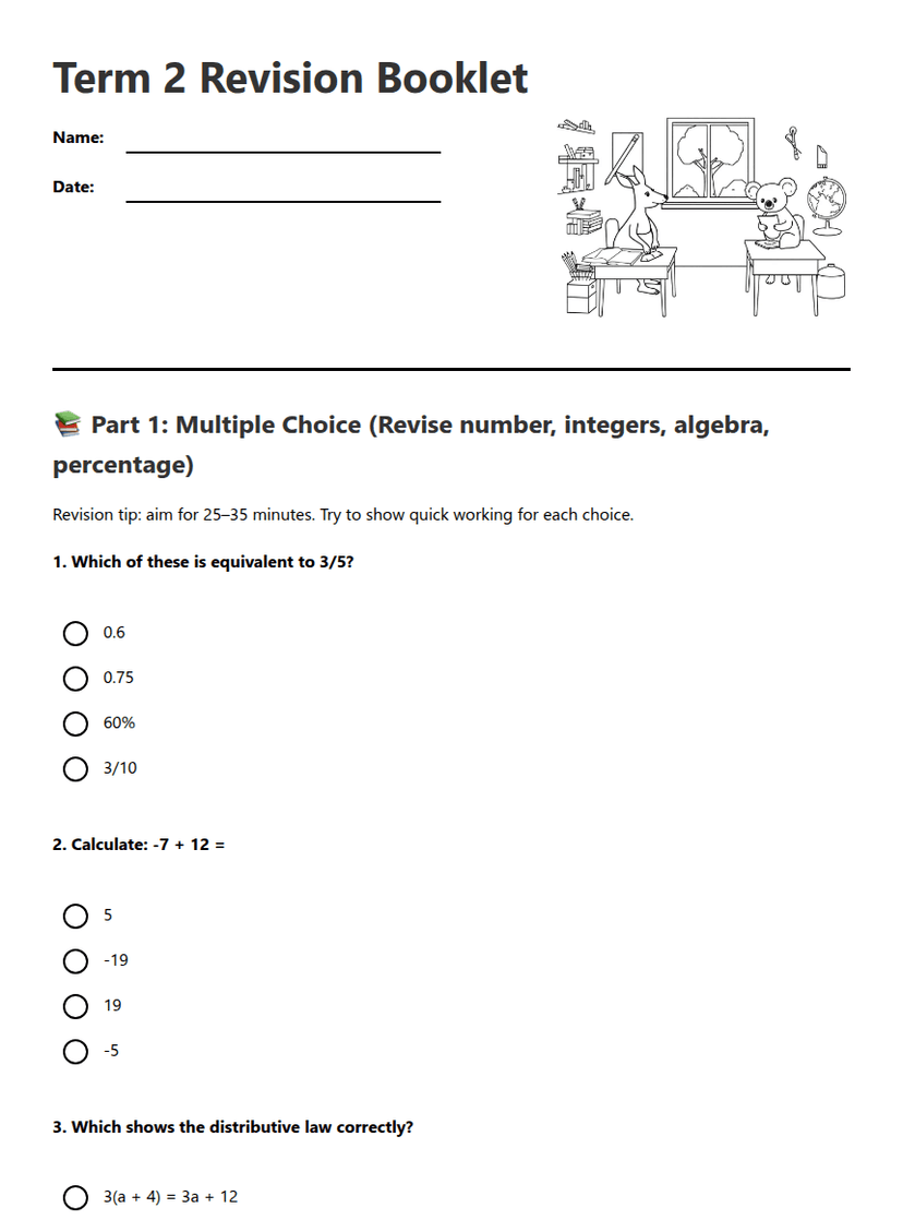 Term 2 Revision Booklet