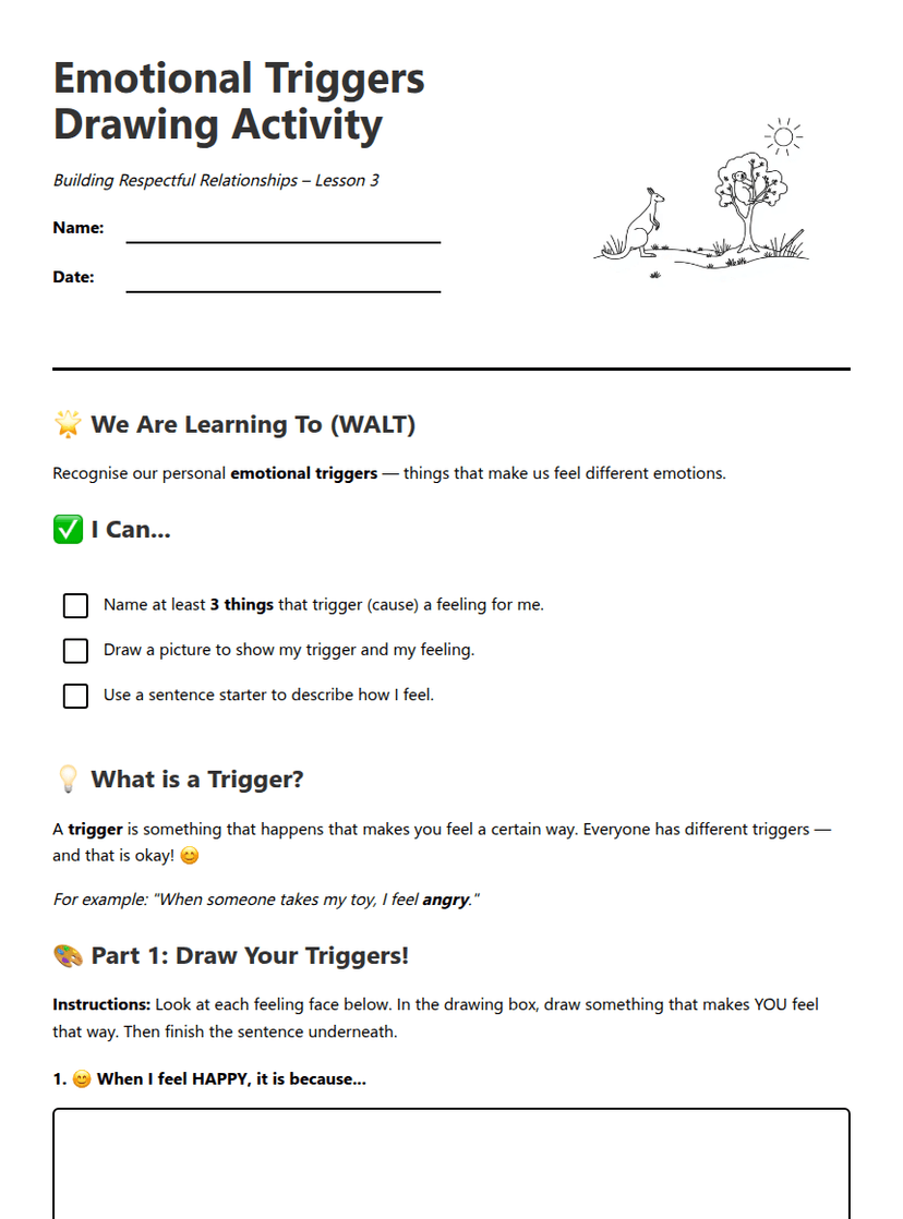 Emotional Triggers Drawing Activity