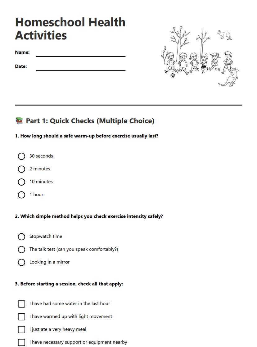 Homeschool Health Activities