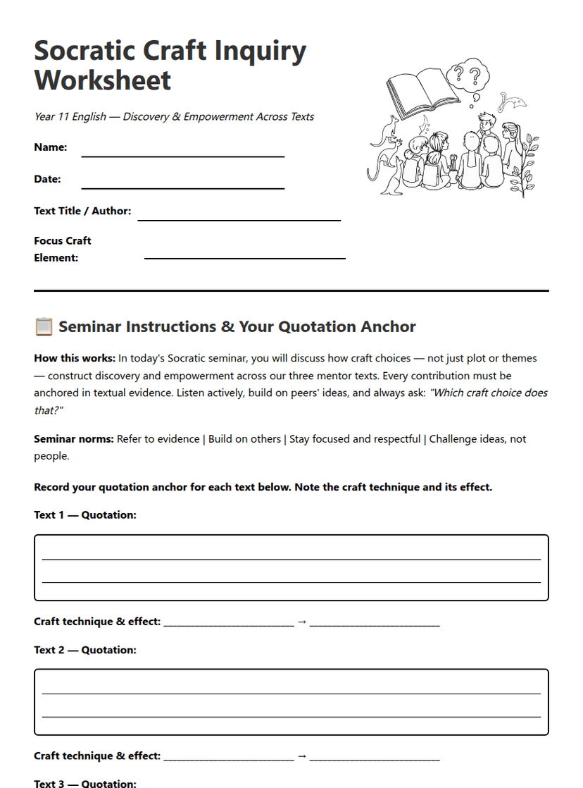 Socratic Craft Inquiry Worksheet
