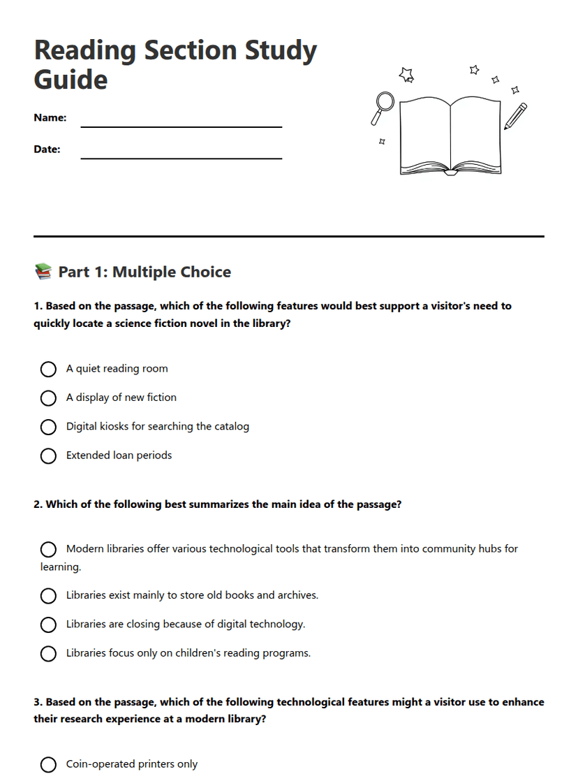 Reading Section Study Guide