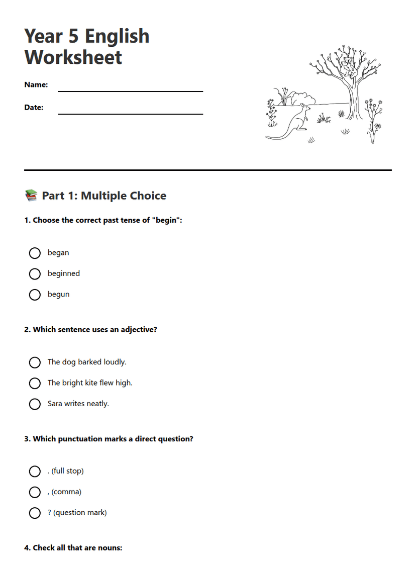Year 5 English Worksheet