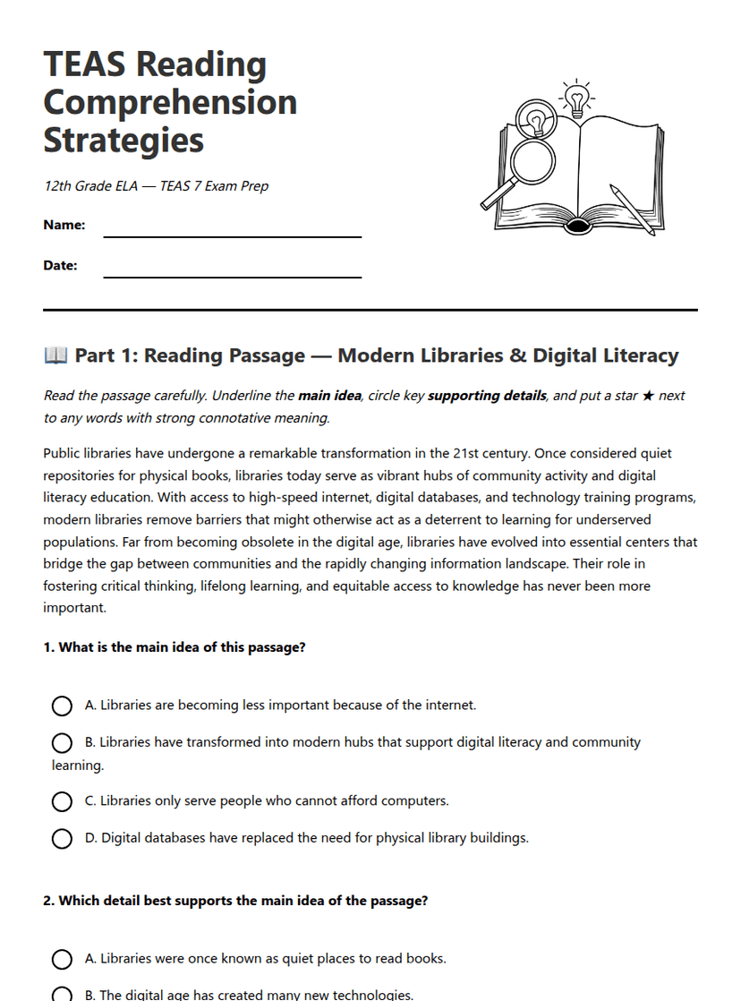 TEAS Reading Comprehension Strategies