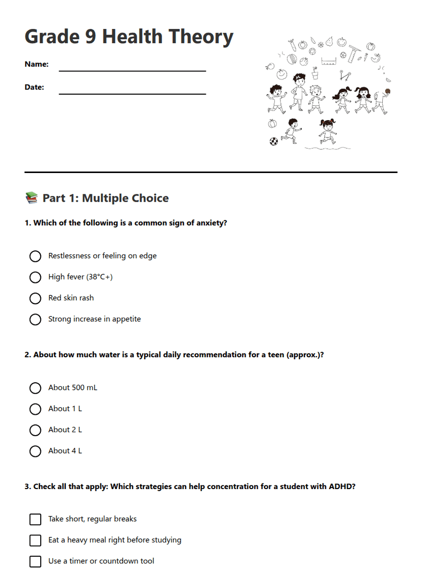 Grade 9 Health Theory