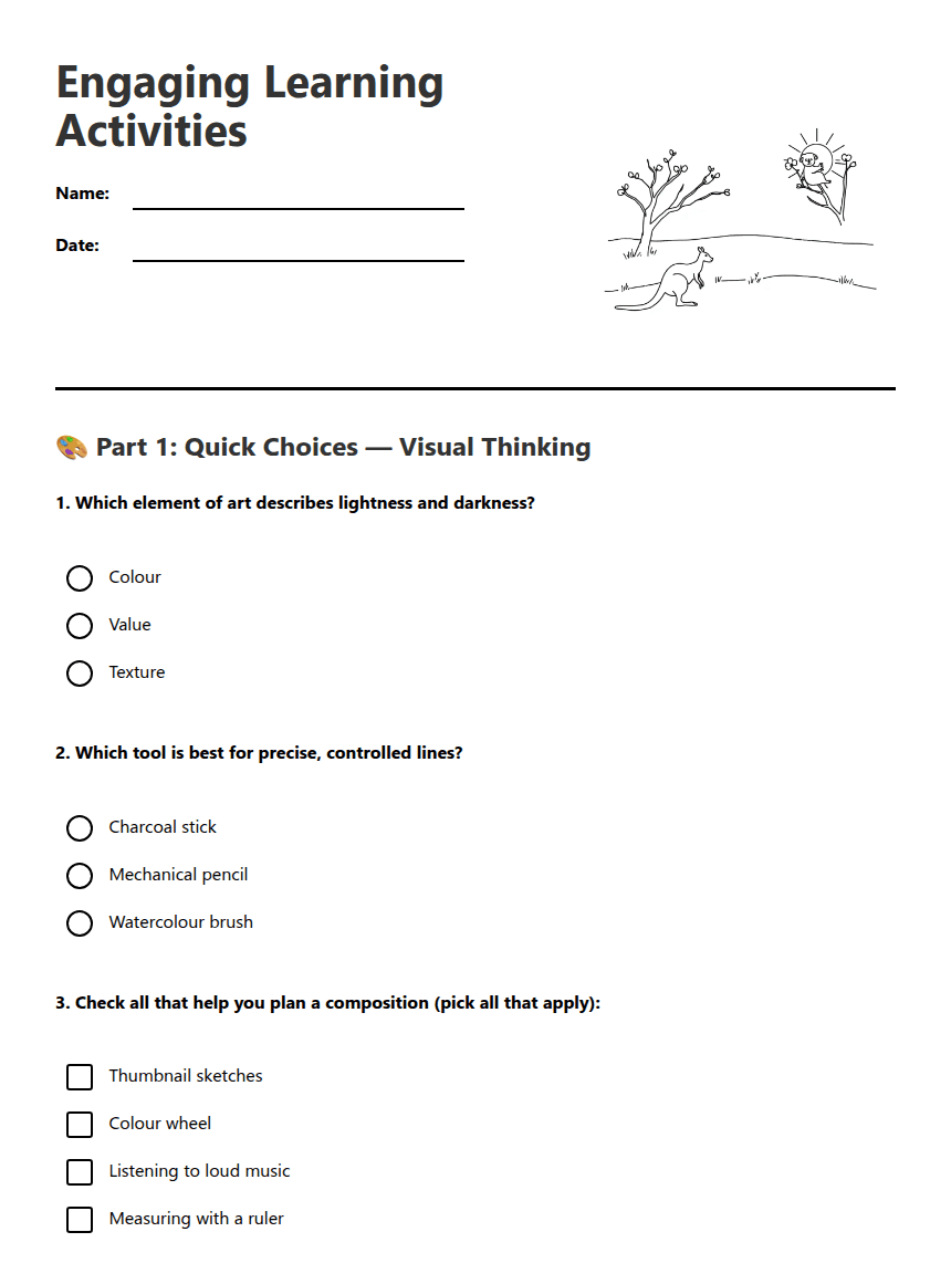 Engaging Learning Activities worksheet preview