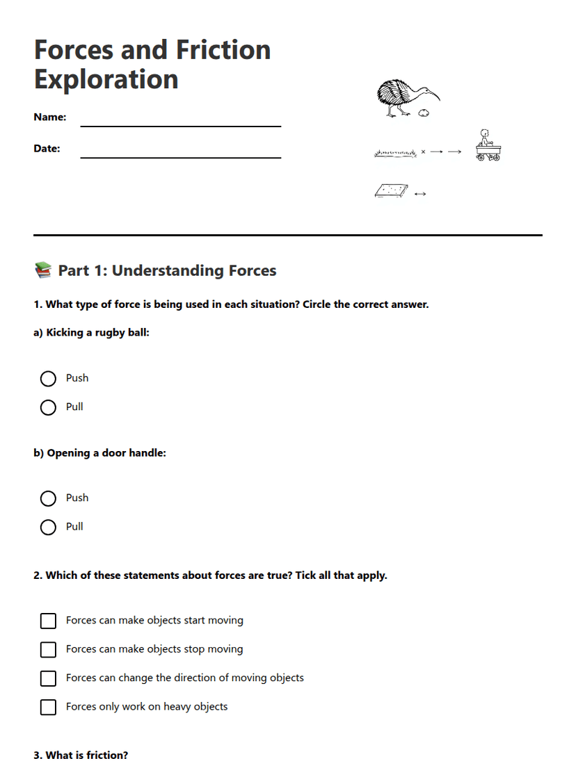 Forces and Friction Exploration