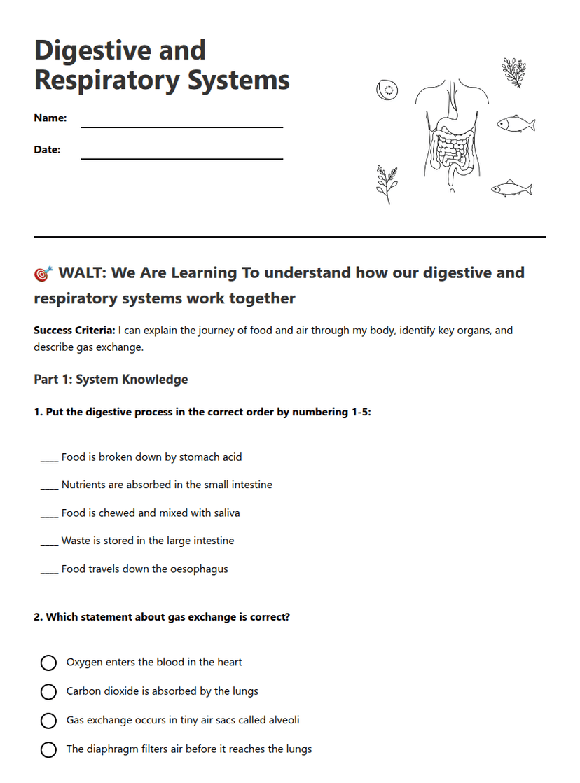 Digestive and Respiratory Systems