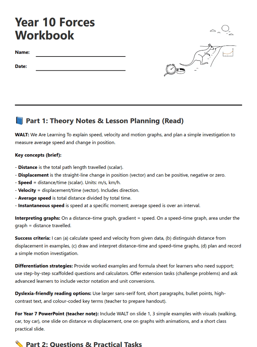 Year 10 Forces Workbook