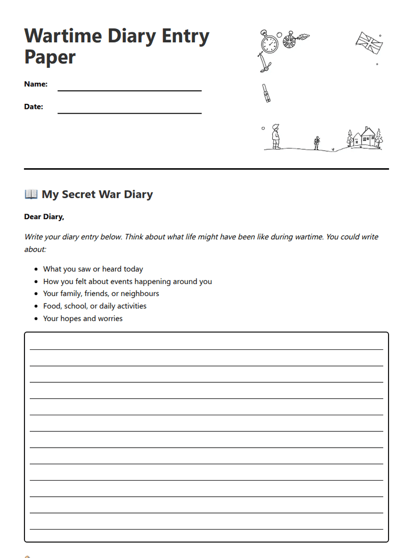 Wartime Diary Entry Paper