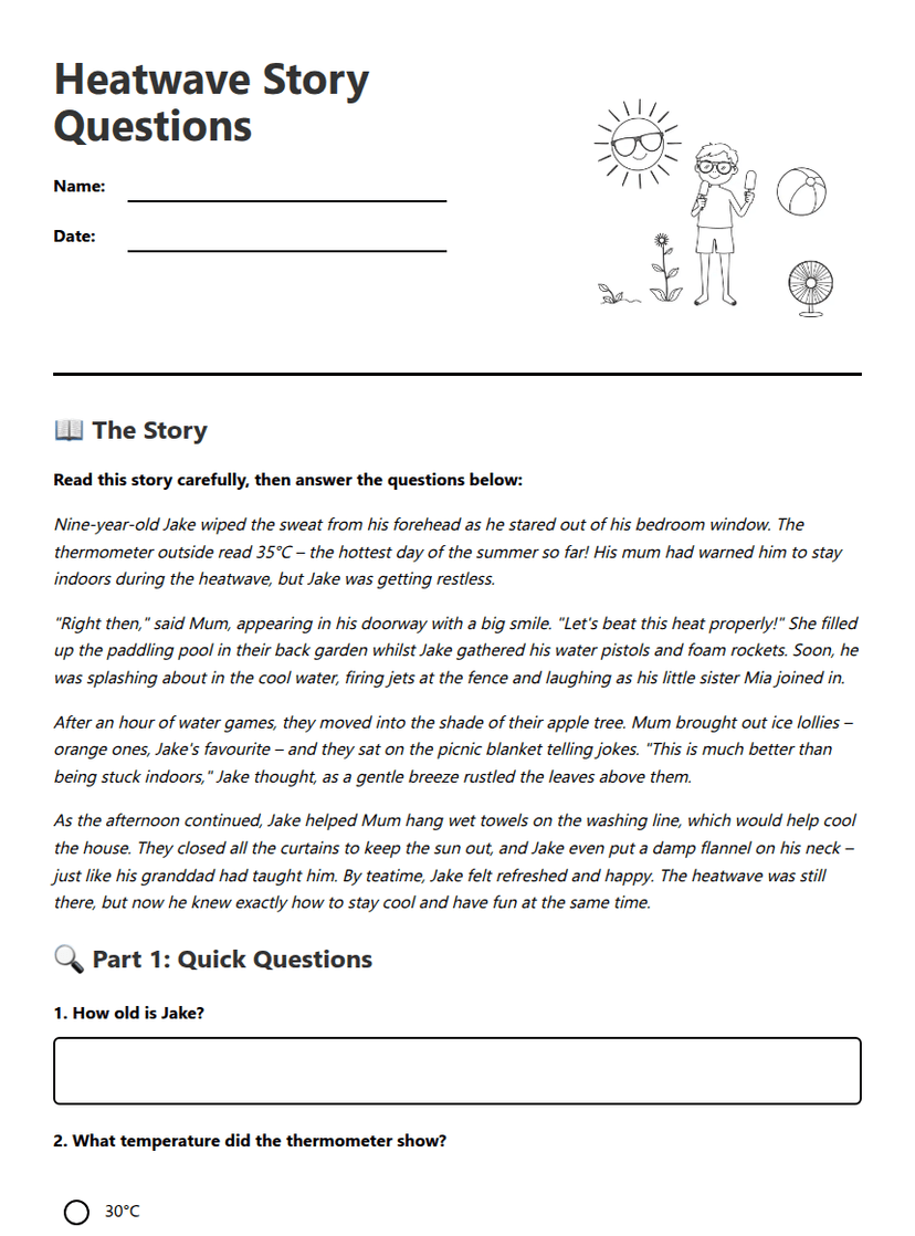 Heatwave Story Questions
