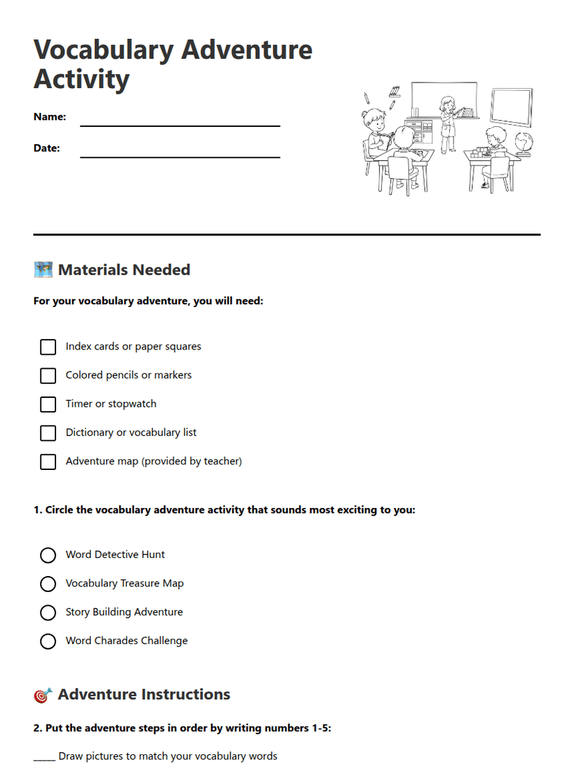Vocabulary Adventure Activity
