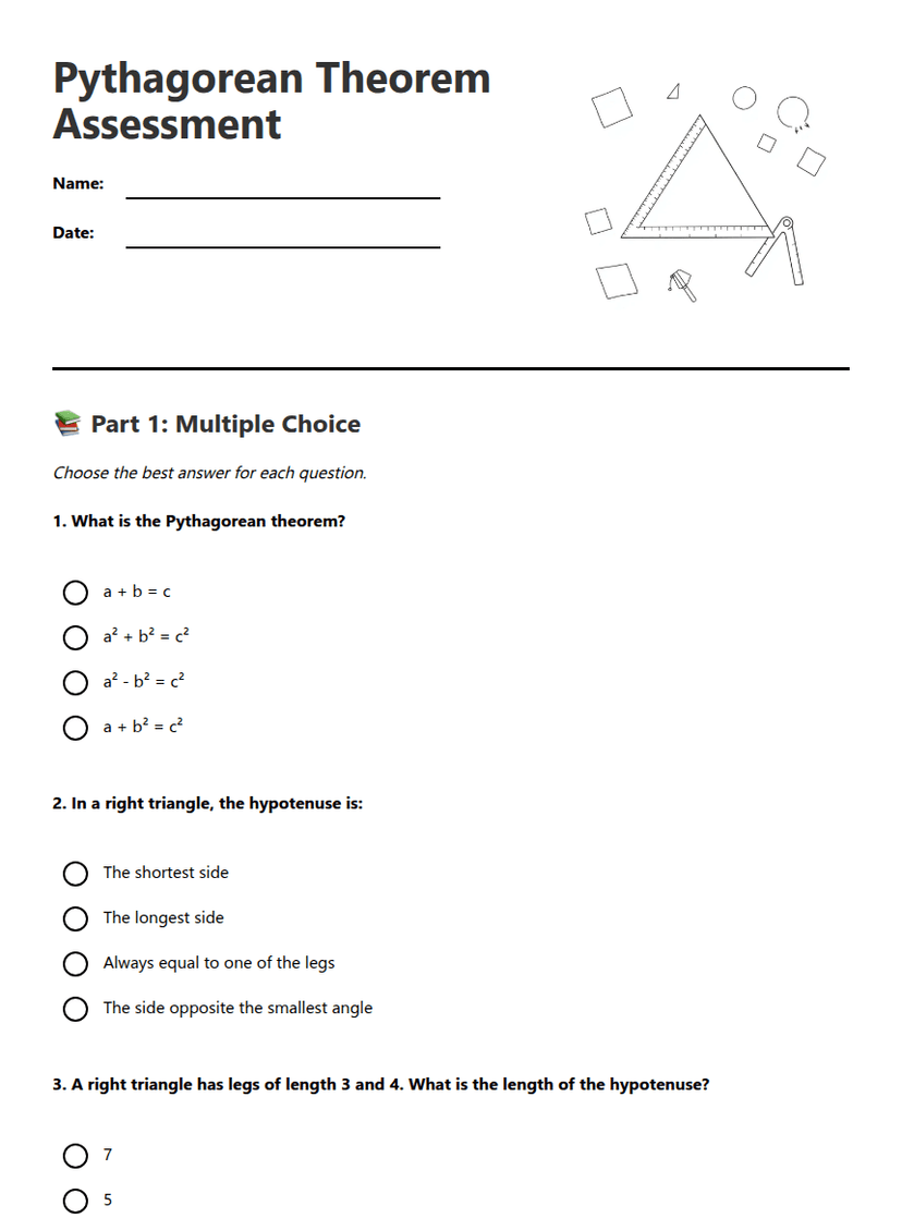 Pythagorean Theorem Assessment