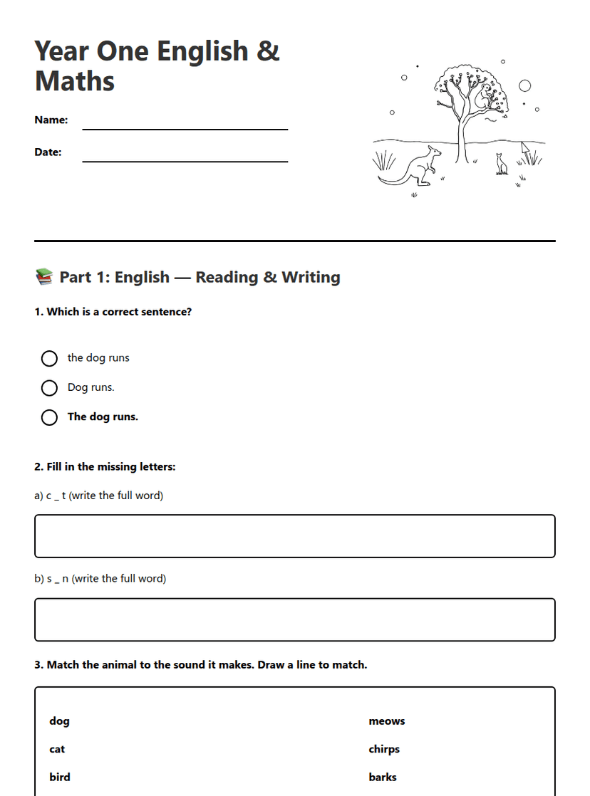 Year One English & Maths