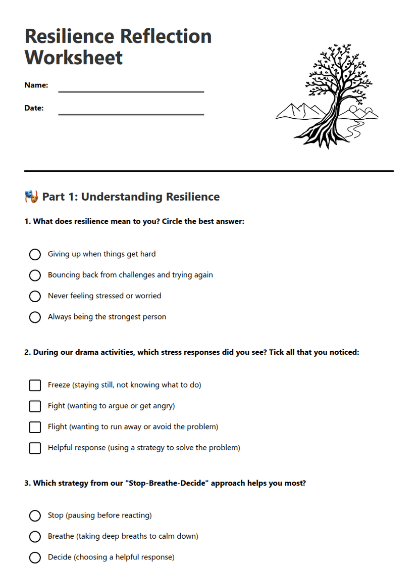 Resilience Reflection Worksheet
