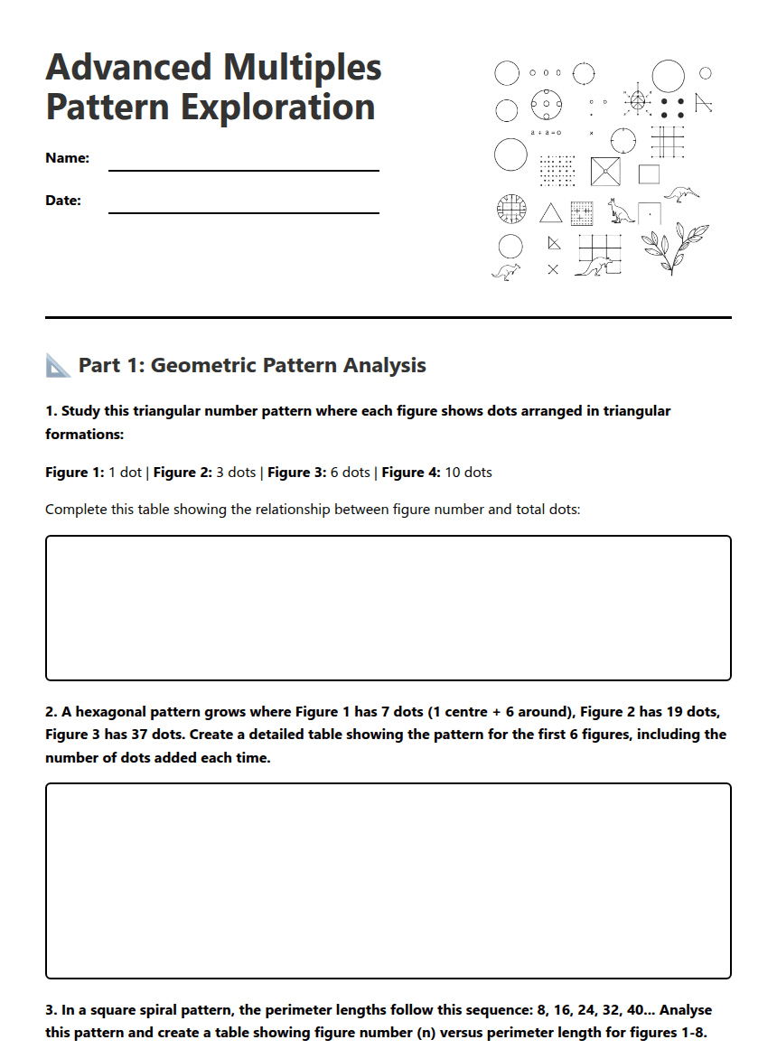 Multiples Pattern Analysis worksheet preview