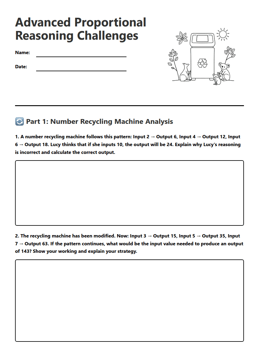 Advanced Proportional Reasoning Challenges worksheet preview