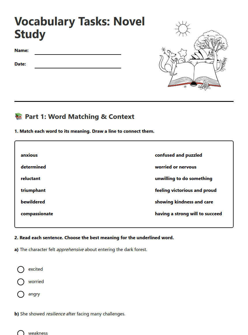 Vocabulary Engagement Worksheet worksheet preview