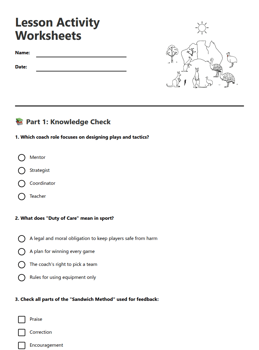 Lesson Activity Worksheets worksheet preview