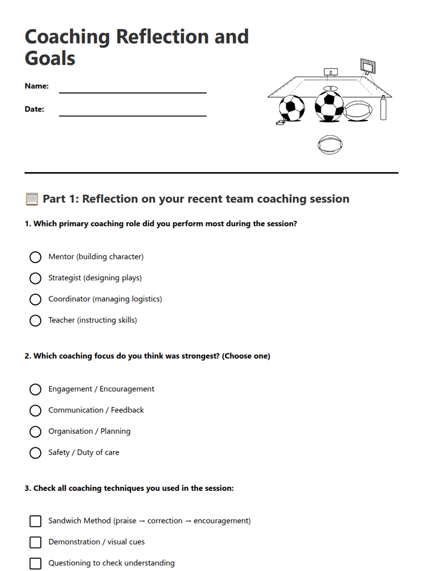 Coaching Reflection and Goals
