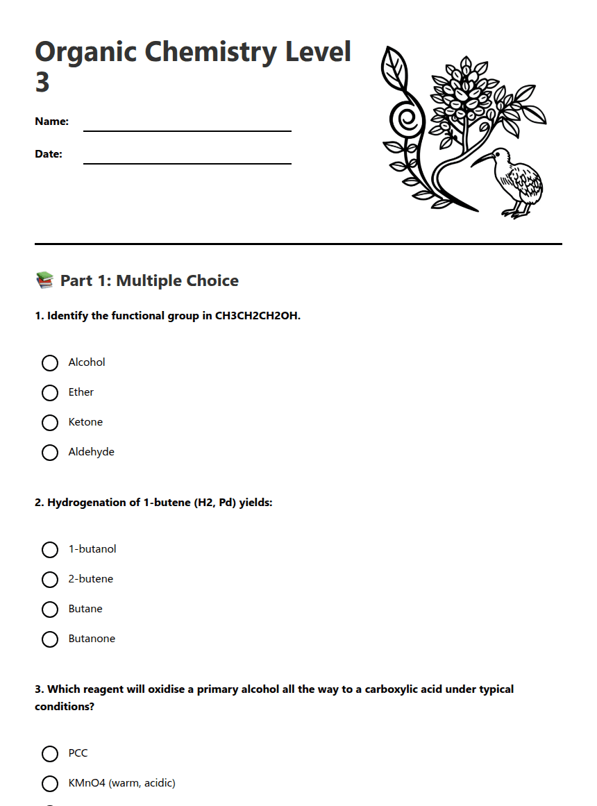 Organic Chemistry Level 3 worksheet preview