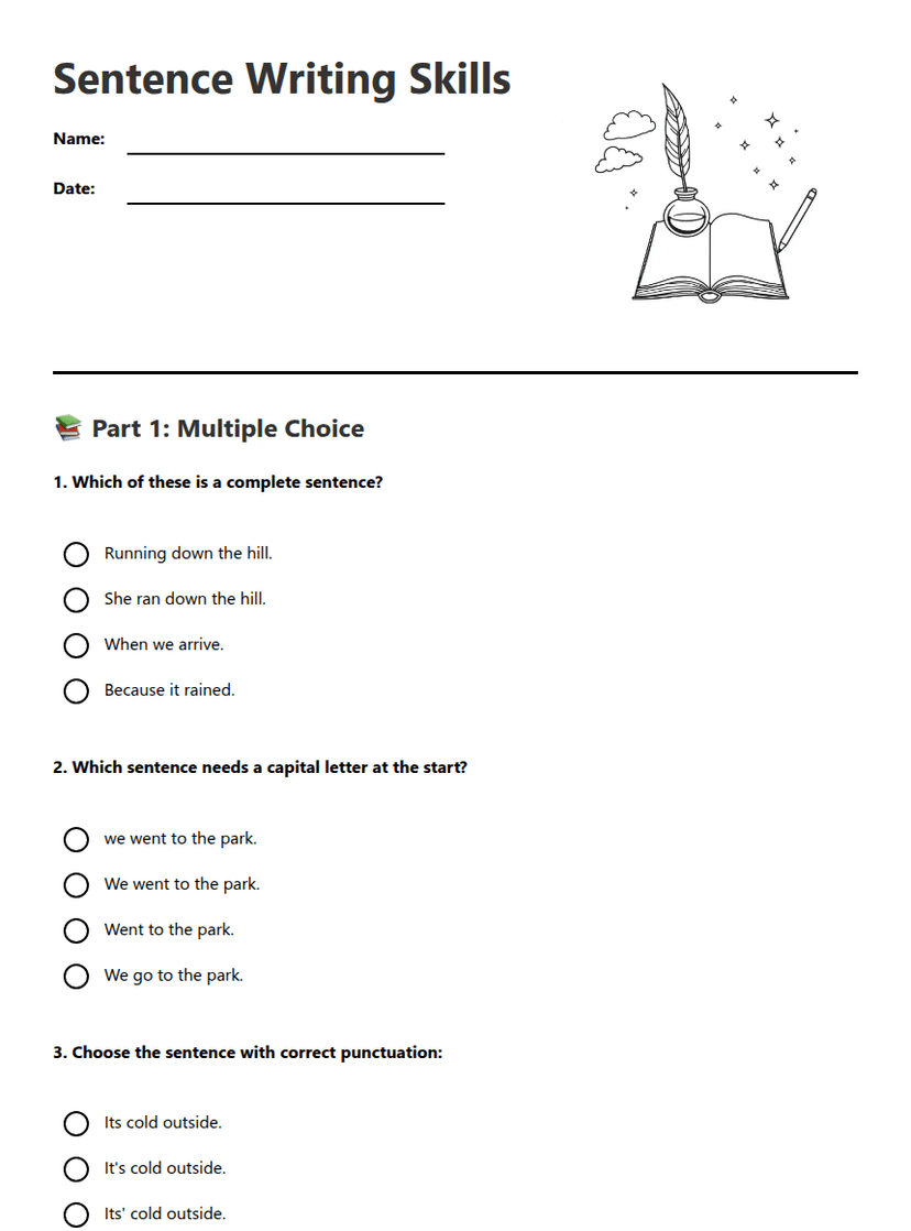 Sentence Writing Skills