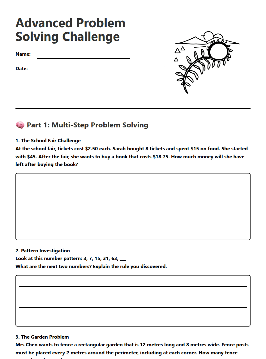 Advanced Problem Solving Challenge worksheet preview