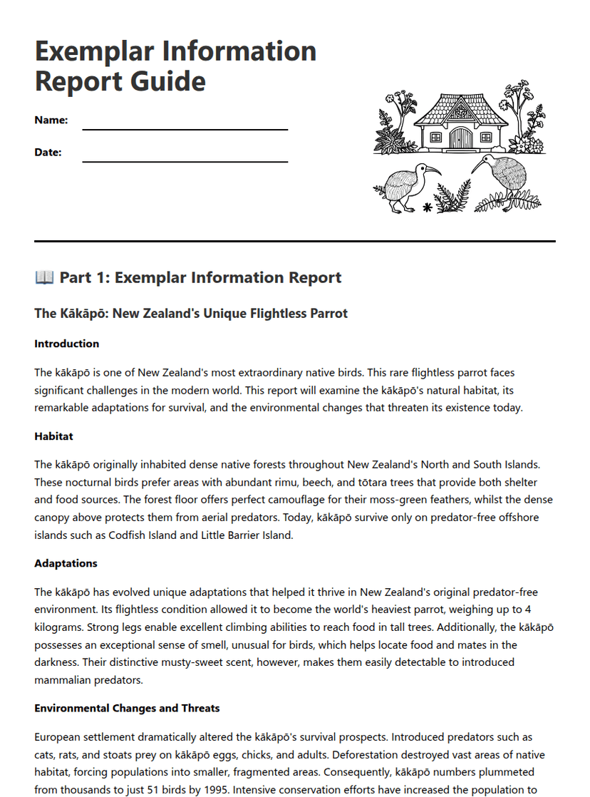 Exemplar Information Report Guide