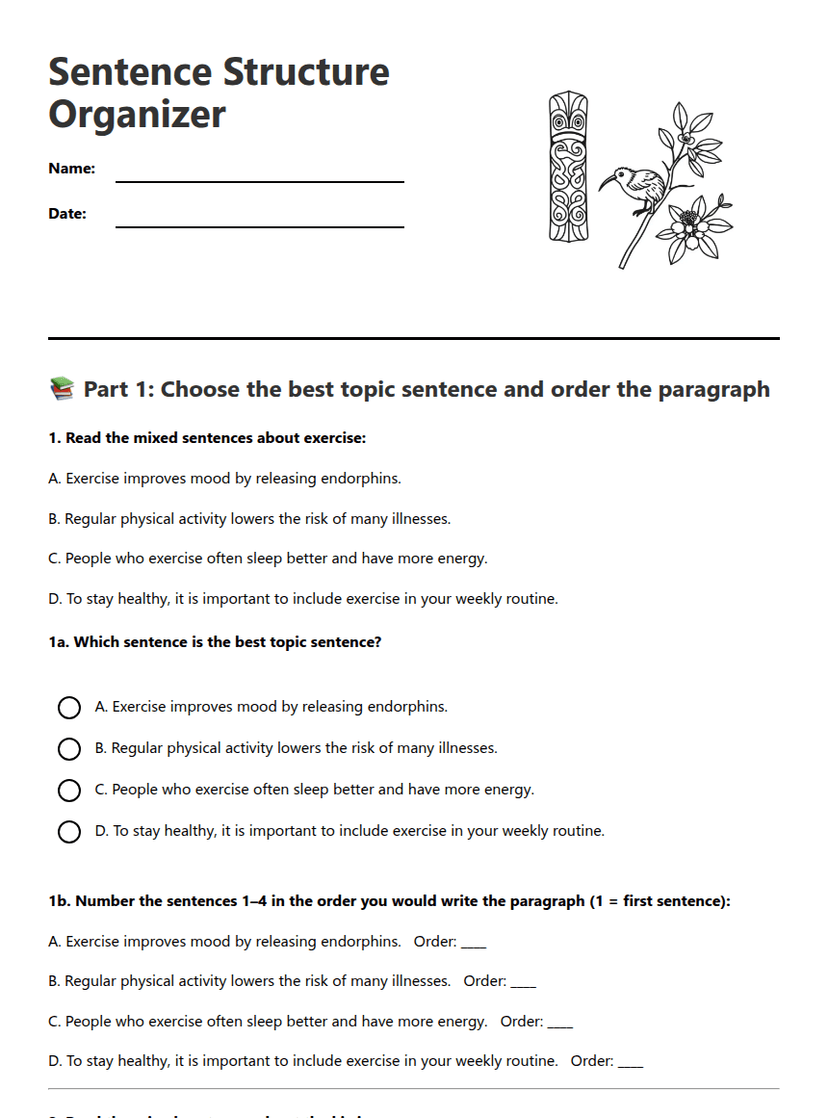 Sentence Structure Organizer