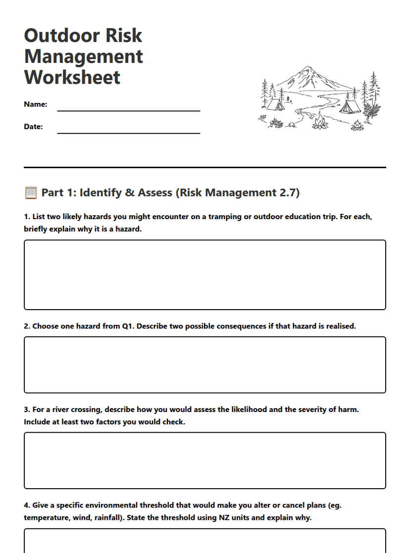 Outdoor Risk Management Worksheet