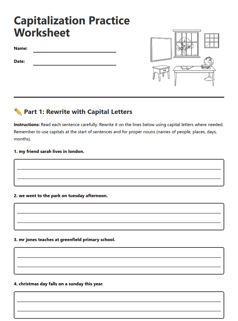 Capitalization Practice Worksheet