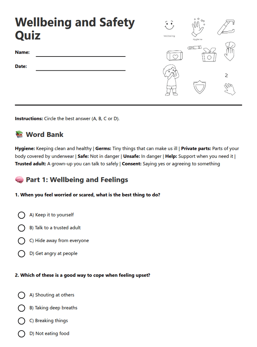 Wellbeing and Safety Quiz