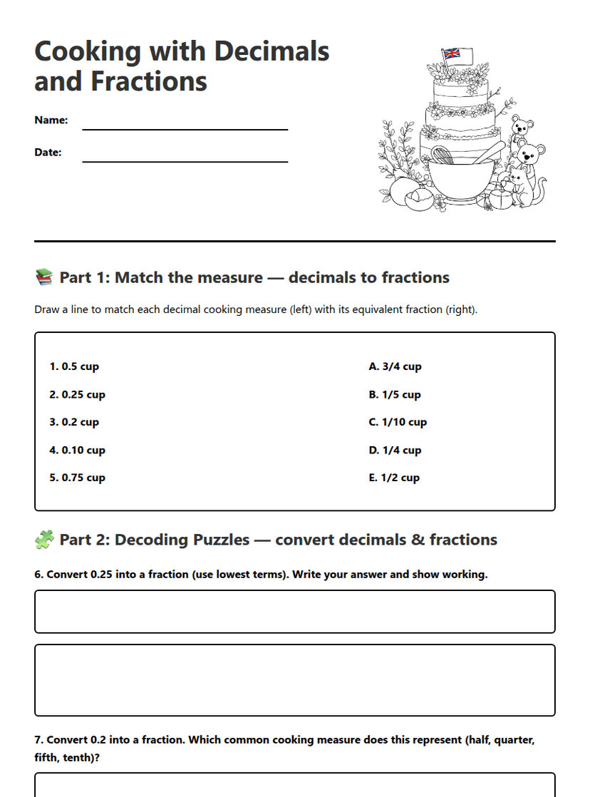 Cooking with Decimals and Fractions