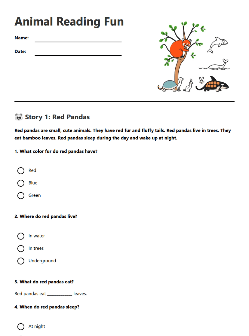Animal Reading Fun