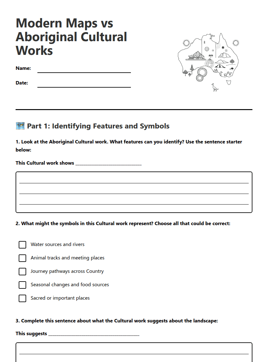 Maps and Cultural Comparisons worksheet preview