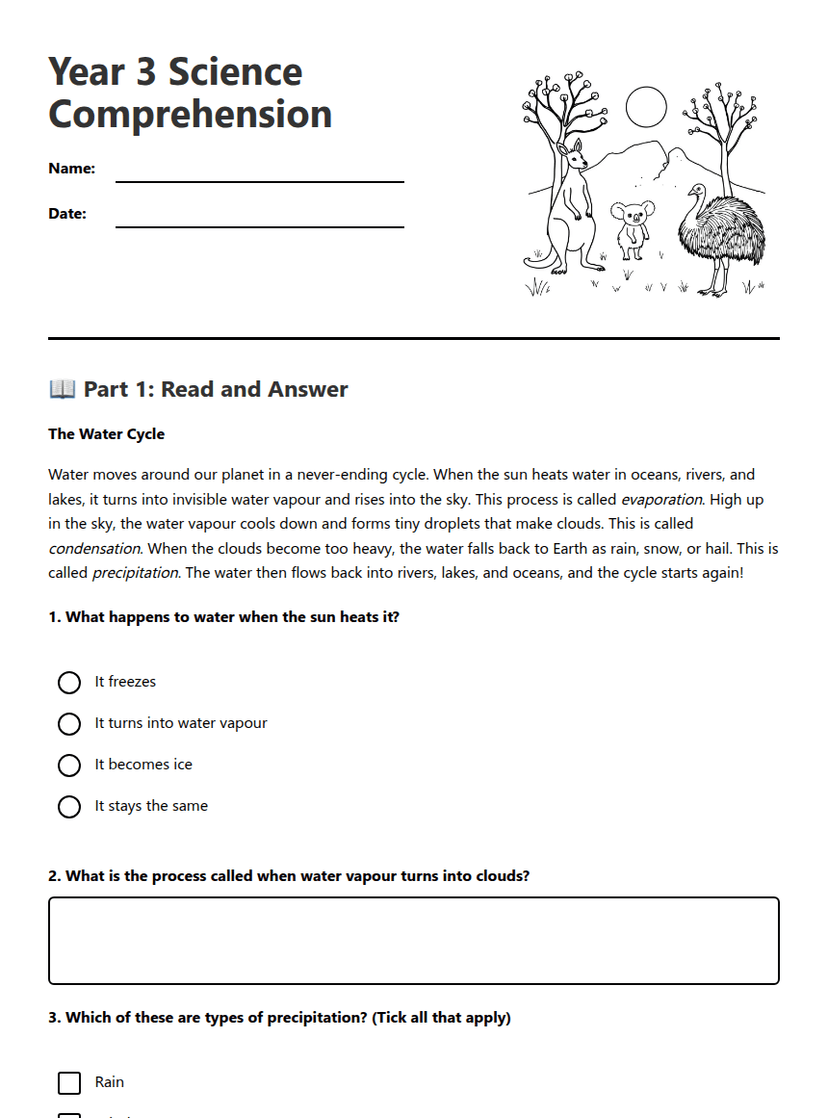 Year 3 Science Comprehension